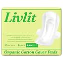 Livlit Regular Size Ultra Thin Sanitary Pads, 100% Organic Cotton from Texas, Powerful Leak Protection, Unscented, Chlorine Free and Absorbency of Feminine Periods, Pads for Women (14 Count)