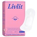 Livlit Ultra Thin Panty Liners Sanitary Pads, 100% Certified Organic Cotton from Texas, Light Absorbency, Chlorine Free, Unscented, Hypoallergenic Panty Liners for Women (40 Count)