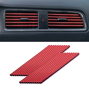 livtee 20 pieces car air conditioner decoration strip for vent outlet universal waterproof bendable air vent outlet trim decoration car interior accessories red