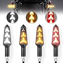 LivTee 4PCS Y-Shaped Motorcycle Turn Signals LED, 12V Motorcycle Blinkers, Fits for Motorbike Scooter Quad Cruiser Off Road, White/Red/Amber