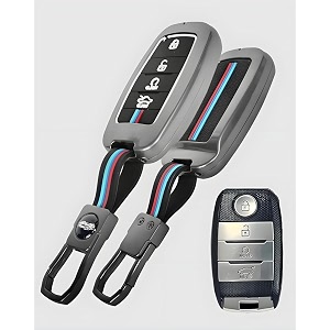 livtee livtee premium metal key cover for kia seltos carens sonet - 4 button smart key b-kia