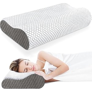 livtee memory foam pillowcontour cervical orthopedic supports neck pain and shoulder pain for sleepingergonomic cervical pillow neck support pillow for side back lt-dark grey foam pillow