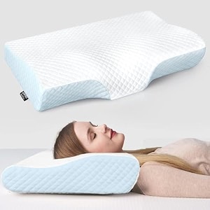 livtee memory foam pillowcontour cervical orthopedic supports neck pain and shoulder pain for sleepingergonomic cervical pillow neck support pillow for side back lt-skyblue khada pillow