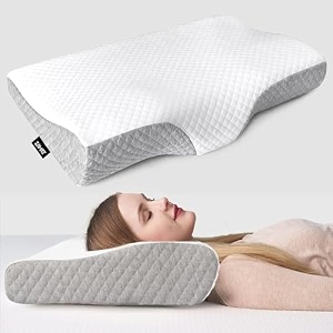 livtee memory foam pillowcontour cervical orthopedic supports neck pain and shoulder pain for sleepingergonomic cervical pillow neck support pillow for side back lt-light grey khada pillow