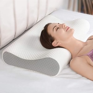 livtee memory foam pillowcontour cervical orthopedic supports neck pain and shoulder pain for sleepingergonomic cervical pillow neck support pillow for side back lt-sado light grey pillow