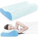 LivTee Memory Foam Pillow,Contour Cervical Orthopedic Supports Neck Pain and Shoulder Pain for Sleeping,Ergonomic Cervical Pillow Neck Support Pillow for Side Back (Lt-SkyBlue Foam Pillow)
