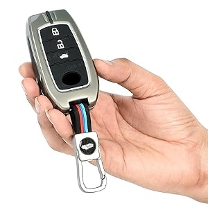livtee metal silicon key cover compatible with maruti suzuki jimny baleno grand vitara xl6 swift new brezza 2022 ertiga dzire 2 button key special feature visibilitye in low-ligh condition b-suzuki