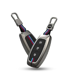 livtee metal soft car key cover shell with keychain amp full protection compatible with hyundai verna kona i20 2019 2020 2021 2022 2023 2024 3 button smart key hyundai verna