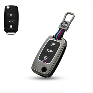 livtee premium metal alloy key cover for skoda and volkswagen - polo vento jetta ameo passat and skoda rapid laura superb octavia fabia yeti 3 button flip key cover skoda