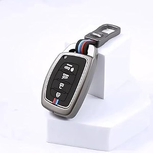 livtee premium metal soft car key cover cover with keychain amp full protection compatible with hyundai cretaalcazer i20 venue elantra and tucson 4 button smart car key cover b-hyundai
