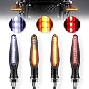 LivTee Super Bright 4PCS Motorcycle Indicators Flowing Turn Signal Brake Lights &amp; Daytime Running Lights 12V for Motorbike Scooter Quad Cruiser Off Road, White/Red/Amber