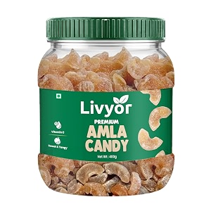 livyor dried amla candy for eating - 400gm  indian dry gooseberry avla  mouth freshner  no preservatives  amla candy chatpata  pack of 1
