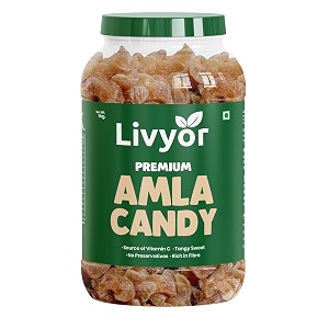 livyor dried amla candy for eating - 1kg  indian dry gooseberry avla  mouth freshner  no preservatives   amla candy chatpata  pack of 1