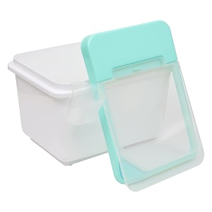 livzing plastic 10 kg kitchen food storage container with measuring cup storage organizer-rice storage container-leak proof grain rice box for flour snacks cereal bean-pack of 1-blue