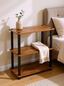 Livzing 3Tier Wooden Bedside Table Multipurpose
