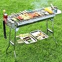 Livzing Barbeque Grill Set Portable | Charcoal Barbeque Grill Set With Storage Shelf & Hooks | Kabab Maker Stainless Steel BBQ Grill For Home, Outdoor Camping, Picnic & Travel
