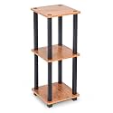 Livzing Turn-N-Tube 3 Tier Wooden Bedside Table for Bedroom-Multipurpose Table for Living Room-Wall Corner Bookshelf-Standing Rack-Tiered Shelf Space Saving Organizer-Brown