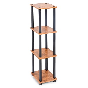 livzing turn-n-tube 4 tier wooden bedside table for bedroom-multipurpose table for living room-wall corner bookshelf-standing rack tiered shelf space saving organizer-brown