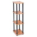 Livzing Turn-N-Tube 4 Tier Wooden Bedside Table for Bedroom-Multipurpose Table for Living Room-Wall Corner Bookshelf-Standing Rack Tiered Shelf Space Saving Organizer-Brown