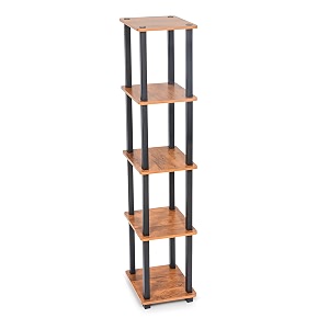 livzing turn-n-tube 5 tier wooden bedside table for bedroom-multipurpose table for living room-wall corner bookshelf-standing rack tiered shelf space saving organizer-brown