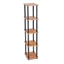 Livzing Turn-N-Tube 5 Tier Wooden Bedside Table for Bedroom-Multipurpose Table for Living Room-Wall Corner Bookshelf-Standing Rack Tiered Shelf Space Saving Organizer-Brown