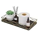 Lixple Toilet Paper Basket, 13" Bathroom Toilet Tank Tray Black-Gold