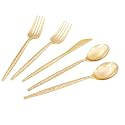 LIYH 102Pcs Gold Heavy Duty Plastic Silverware Set for Wedding Parties