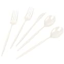 LIYH 150 Pcs Ivory Plastic Cutlery Sets - Ivory Plastic Silverware Heavyduty, Disposable Utensil Sets, 50 of Each Forks, Knives &amp; Spoons Flatware Set for Party Birthday
