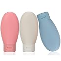 LIYUABU 3 Pcs Travel Bottles Set,60Ml Travel Bottles & Containers,Small Mini Empty Plastic Squeeze Bottles For Travel Toiletries,Shampoo And Conditioner With Storage Bag, Multicolor