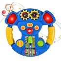 Steering Wheel Toy simulate Driving car Copilot Steering Wheel Electric Baby Toys with Sound Driving Vocal Toy Kids Musical Educational Stroller Multicolor [ Pack of 1 ] (Blue Steering.-XZ)