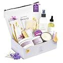 Lizush Luxury Spa Gifts for Women - 9 Piece Lavender Gifts for Her, Gift Baskets, Body Care Set for Mom, Birthday Box For Women, Self Care Spa Kit For Wife - Handmade in the USA