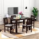 Luxury Solid Sheesham Wood 4 Seater Dining Table Set with Cushioned Chairs | Wooden 4 Seater Dining Table with 4 Chairs | Premium Home Furniture| Hotels Restaurant (Finish Color- Walnut)