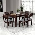 Luxury Solid Sheesham Wood 6 Seater Dining Table Set with Cushioned Chairs | Wooden 6 Seater Dining Table with 6 Chairs | Premium Home Furniture| Hotels Restaurant (Finish Color- Walnut-B)