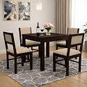 Luxury Solid Sheesham Wood 4 Seater Dining Table Set with Cushioned Chairs | Wooden 4 Seater Dining Table with 4 Chairs | Premium Home Furniture| Hotels Restaurant (Finish Color-Mahogany)