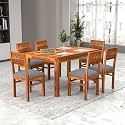 Luxury Solid Sheesham Wood 6 Seater Dining Table Set with Cushioned Chairs | Wooden 6 Seater Dining Table with 6 Chairs | Premium Home Furniture| Hotels Restaurant (Finish Color-Honey-B)
