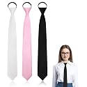 LJBFNN Womens Black Tie, Skinny Zipper Ties for Women Bolo Uniform Necktie