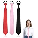 LJBFNN Womens Black Tie, Skinny Zipper Ties for Women Bolo Uniform Necktie