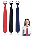 LJBFNN Womens Black Tie, Skinny Zipper Ties for Women Bolo Uniform Necktie