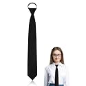 LJBFNN Womens Black Tie, Skinny Zipper Ties for Women Bolo Uniform Necktie