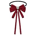 LJBFNN Womens Bow Tie, Clip on Bow Ties for Women Pre Tied Bowtie Ribbon Rhinestone Neck Ties for Shirt Uniform Wedding