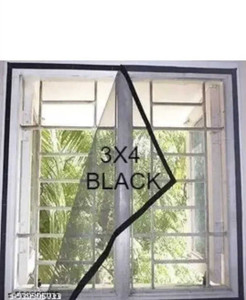 lkg enterprises lkg 34 ft black window mosquito net with self-adhesive hook tape polyester washable adults mosquito net