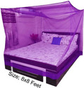 lkg enterprises LKG 8*8 Ft PURPLE BED NET Polyester Washable Adults Mosquito Net (8*8 purple, Bed Box)