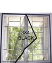 lkg enterprises LKG 3*4 FT Black Window mosquito net with Self-Adhesive Hook Tape Polyester Washable Adults Mosquito Net