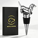 LKKCHER Dachshund Wine Stopper, Dachshund Gifts for Men Women Wiener Dog Lovers, Bottle Stoppers for Wine Champagne, Birthday Father Day Xmas Gifts, Dark Silver