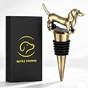 LKKCHER Dachshund Wine Stopper, Wine Gifts for Men Dad Women Sausage Dog Lovers, Bottle Stoppers for Wine Champagne, Birthday Gifts, Father Day Gifts, Christmas Gifts, Bronze
