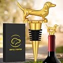 LKKCHER KKCHER Dachshund Wine Stopper, Wine Gifts Wiener Dog Gifts for Women Men Dad Dog Lovers, Bottle Stoppers for Wine Champagne, Birthday Gifts, Gold