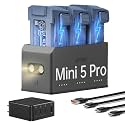 LKTOP 100W Mini 5 Pro Parallel Charging Hub Kit for DJI (2X Fast) with 100W Battery Charger USB-C Power Adapter for DJI Mini 5 Pro Drone Accessories Storage LED SOS Mode, Charge 3 Batteries: 1hr 30min