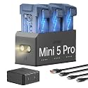 LKTOP 100W Mini 5 Pro Parallel Charging Hub Kit for DJI, Super Fast Battery Charger Hub+100W USB-C Power Adapter for DJI Mini 5 Pro Drone, with Storage LED SOS Mode (Charge 3 Batteries: 1hr 10min)