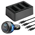 LKTOP 36W Osmo Action 6/5 Pro/4/3/360 Parallel Charging Hub Kit for DJI Osmo Action/360 Series Camera Accessories, with 100W Drone Car Fast Charger (Charge 3 Batteries Simultaneously: 1hr 10min)