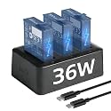 LKTOP 36W Super Fast Charging Hub for DJI Osmo Action 6/5 Pro/4/3/360 Accessories, Osmo Action Series Parallel Charger with Battery Level Indicator (Charge 3 Batteries Simultaneously: 1hr 10min)